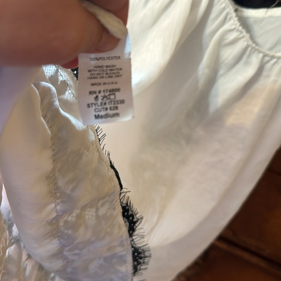 Black Lacy on White Camisole Medium - Picture 5 of 6